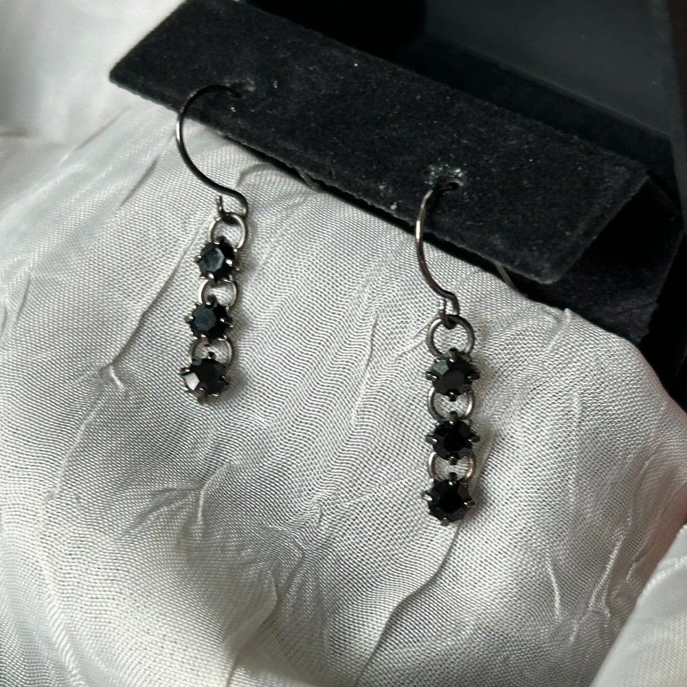 Gunmetal Black Rhinestone Earrings